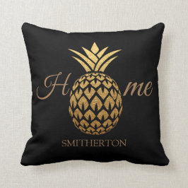 Snyggt Modern Guld Pineapple Black Home Kudde