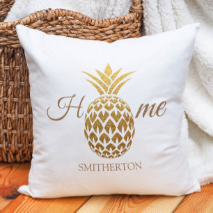 Snyggt Modern Guld Pineapple White Home Kudde