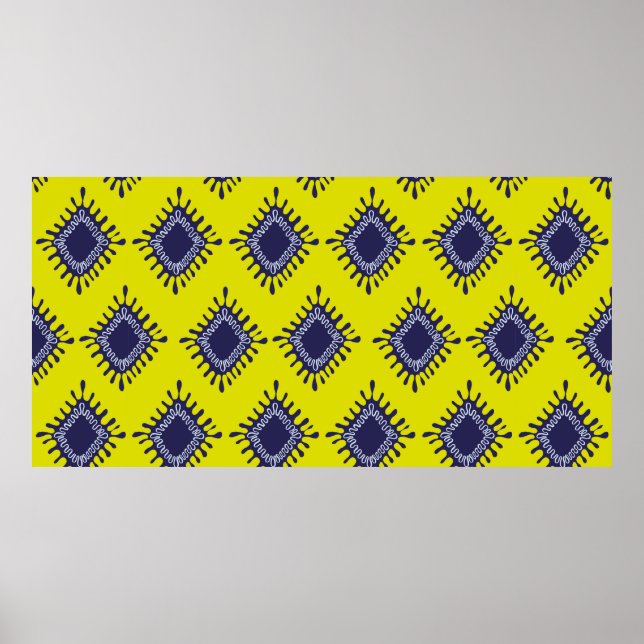 Snyggt modern ikat-stammen sömlös mönster poster (Framsidan)