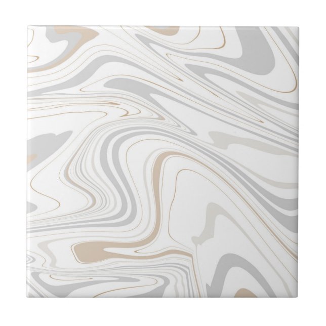 Snyggt Modern Kurvor Grått Beige White Marble 2-8 Kakelplatta (Framsidan)