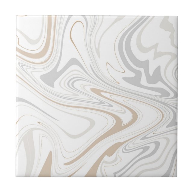 Snyggt Modern Kurvor Grått Beige White Marble 3-8 Kakelplatta (Framsidan)