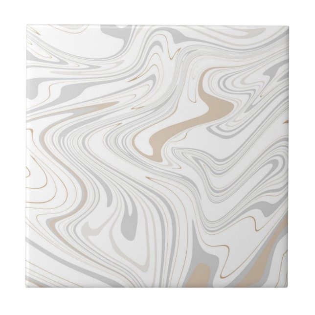 Snyggt Modern Kurvor Grått Beige White Marble 4-8 Kakelplatta (Framsidan)