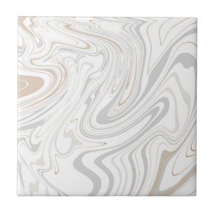 Snyggt Modern Kurvor Grått Beige White Marble 5-8 Kakelplatta
