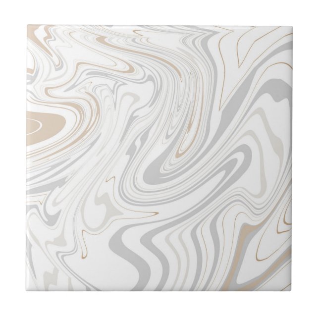 Snyggt Modern Kurvor Grått Beige White Marble 5-8 Kakelplatta (Framsidan)