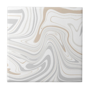 Snyggt Modern Kurvor Grått Beige White Marble 6-8 Kakelplatta