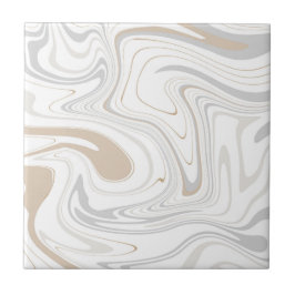 Snyggt Modern Kurvor Grått Beige White Marble 7-8 Kakelplatta