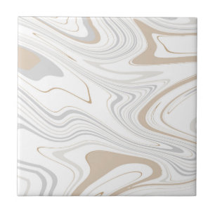 Snyggt Modern Kurvor Grått Beige White Marble 8-8 Kakelplatta