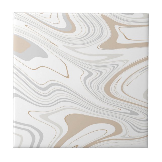 Snyggt Modern Kurvor Grått Beige White Marble 8-8 Kakelplatta (Framsidan)