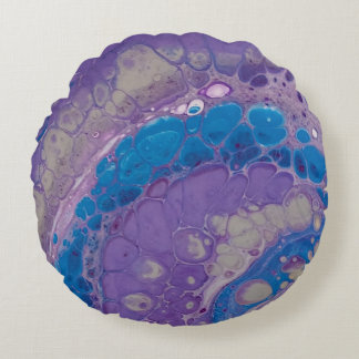 Snyggt Modern Lila Blue Grått Abstrakt Rund Kudde