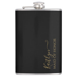 Snyggt Modern Maid of honor Gift | Svarta Guld Fickplunta