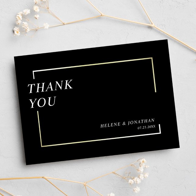 Snyggt Modern Minimalist Elegant bröllop Tack Kort (Stylish Modern Minimalist Elegant Wedding Thank You Card)