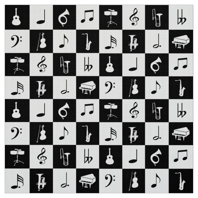 Snyggt Modern Musik noter och instrument Tyg (Prov)