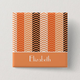 Snyggt Modern Orange Chevron Rand med Namn Knapp