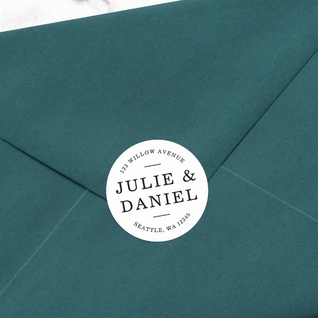 Snyggt Modern par Returadress Runt Klistermärke (Skapare uppladdad)