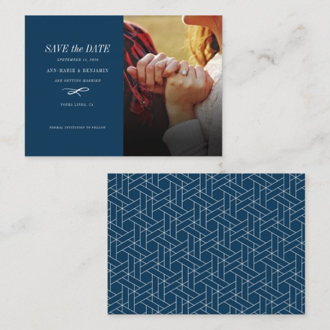 Snyggt Modern Photo Bröllop spara datum Anteckningskort (Fram/baksida)