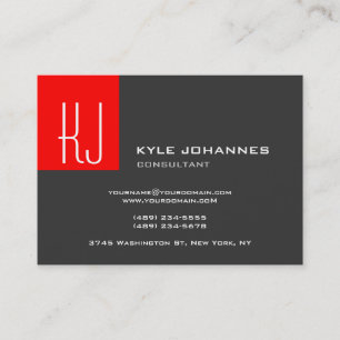 Snyggt Modern Plain Monogram Grått Red Visitkort