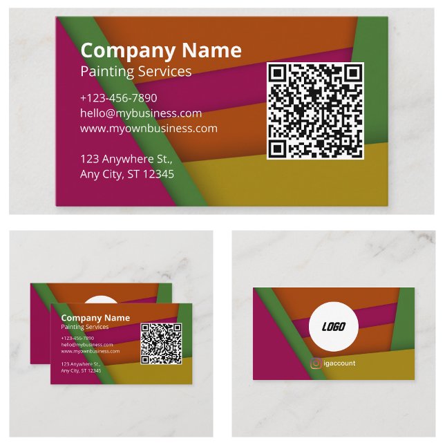 Snyggt Modern QR-kod Logotyp Visitkort (Cool Modern QR Code Logo Business Cards)