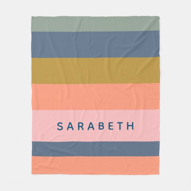 Snyggt Modern Rand Söt Earth Tones Anpassningsbar Fleecefilt (Framsidan)