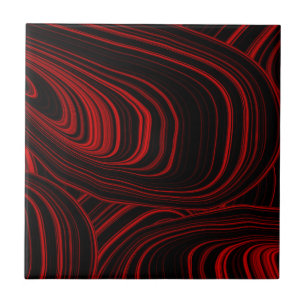 Snyggt Modern Red and Black Abstrakt Mönster Kakelplatta