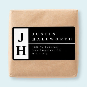 Snyggt Modern Returadress, svart och vit Fraktsedel