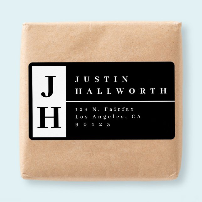 Snyggt Modern Returadress, svart och vit Fraktsedel (Skapare uppladdad)