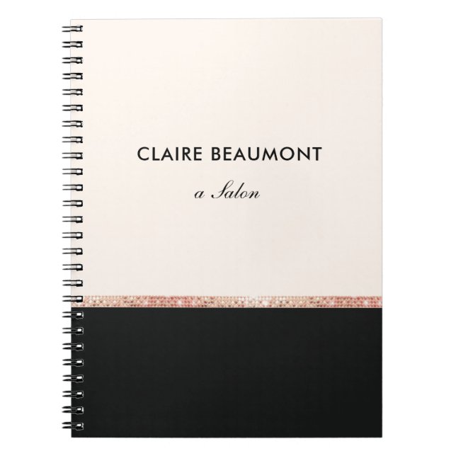 Snyggt Modern Ro-saquin, svart Guld-saquin Anteckningsbok Med Spiral (Framsidan)