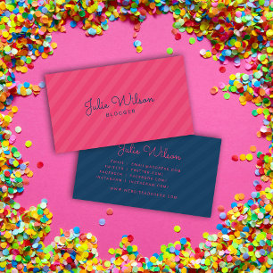 Snyggt Modern Rosa & Blue Rand Social Visitkort