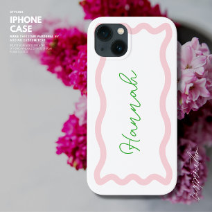 Snyggt Modern Rosa och Grönt Monogram Retro Wave