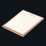 Snyggt Modern Rosa Orange Gräns Personlig Anteckningsblock<br><div class="desc">Snyggt Modern Rosa och Orange Gräns Personlig Anteckningsblock</div>
