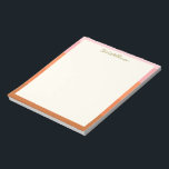 Snyggt Modern Rosa Orange Gräns Personlig Anteckningsblock<br><div class="desc">Snyggt Modern Rosa och Orange Gräns Personlig Anteckningsblock</div>