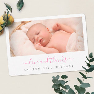 Snyggt Modern Rosa Script Girl Baby Shower Tack Kort