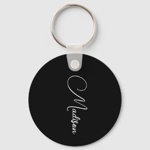 Snyggt Modern Script Namn Black Nyckelring