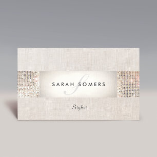 Snyggt Modern Silver Sequin Monogram Beauty Visitkort
