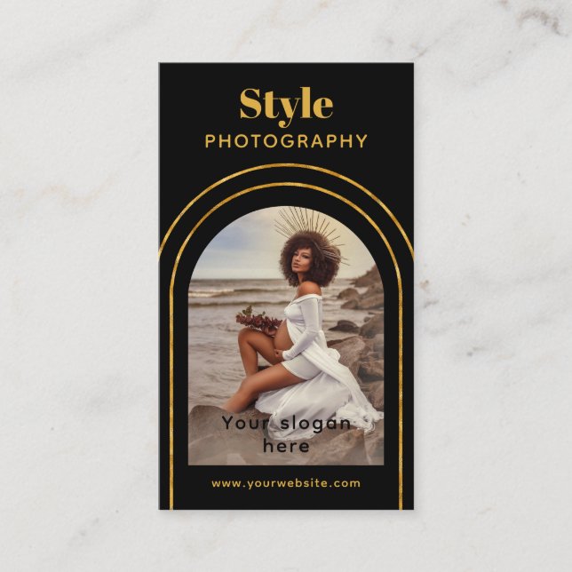 Snyggt Modern skriptfoto QR-kodfoto Visitkort (Framsida)