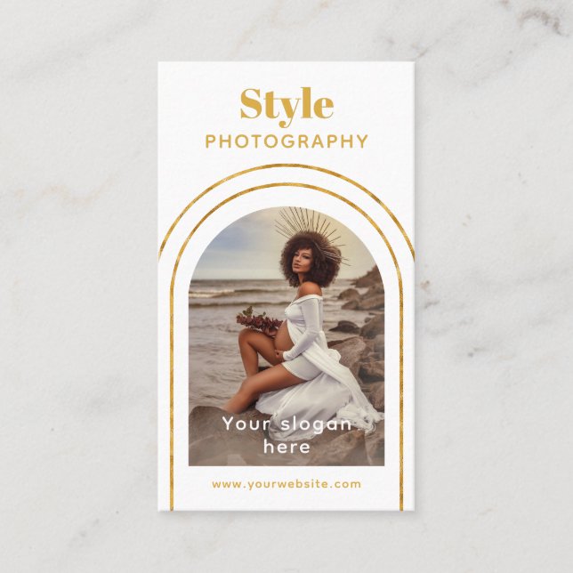 Snyggt Modern skriptfoto QR-kodfoto Visitkort (Framsida)