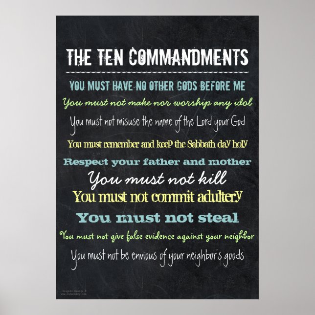 Snyggt Modern Ten Commandations Sign Poster (Framsidan)