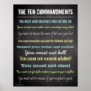 Snyggt Modern Ten Commandations Sign Poster