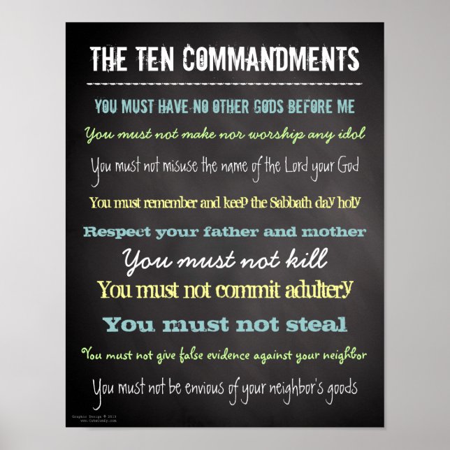 Snyggt Modern Ten Commandations Sign Poster (Framsidan)