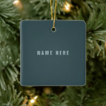 Snyggt Modern Tittar Namn | Blue Grått Julgransprydnad Keramik<br><div class="desc">Anpassade,  det moderna tittar namn. Redigera som du vill!</div>