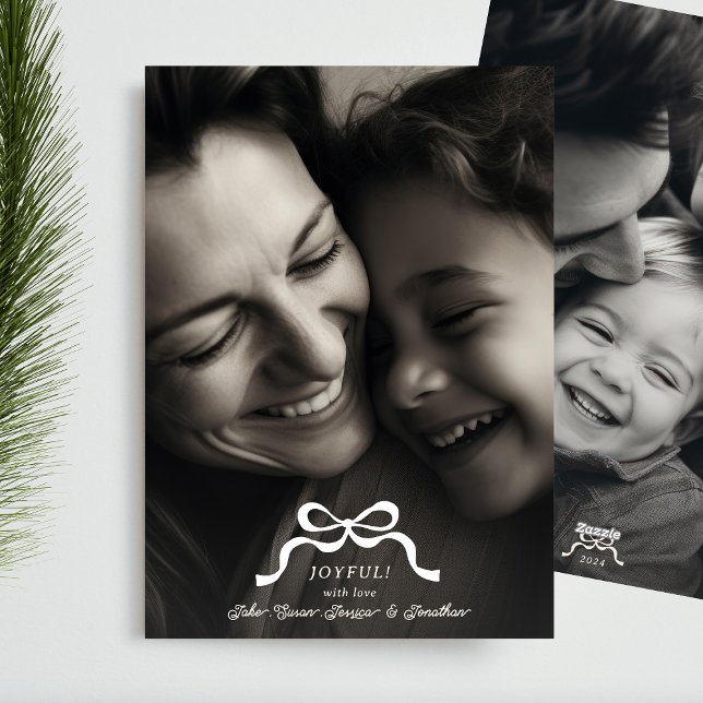 snyggt modern trendig-christmas båge 2 bild julkort (Skapare uppladdad)