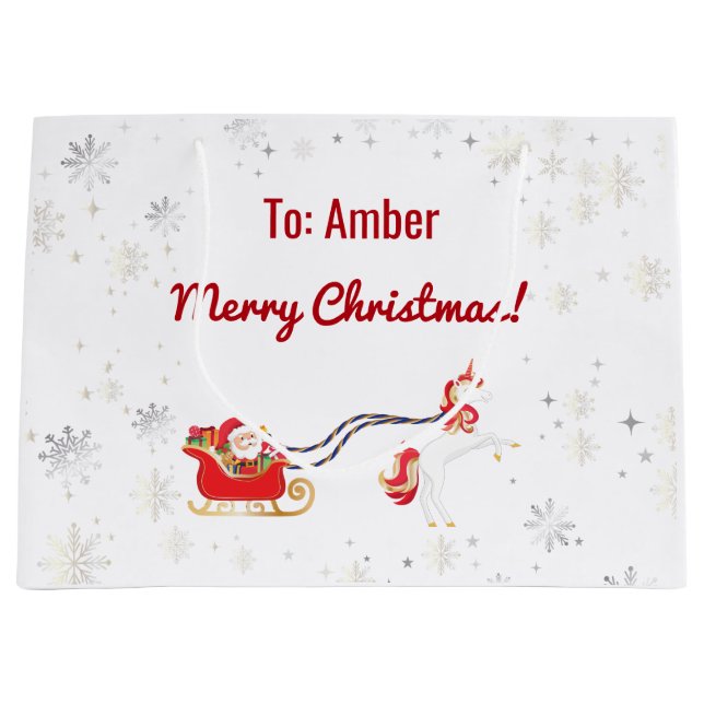 Snyggt Modern Unicorn Santa Snö Namn Julafton (Framsidan)