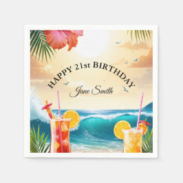 Snyggt Modern Vibrant Roligt 21:a födelsedag Pappersservett