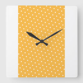 Snyggt Modern Wide Gult Rand punkter på vitt Fyrkantig Klocka