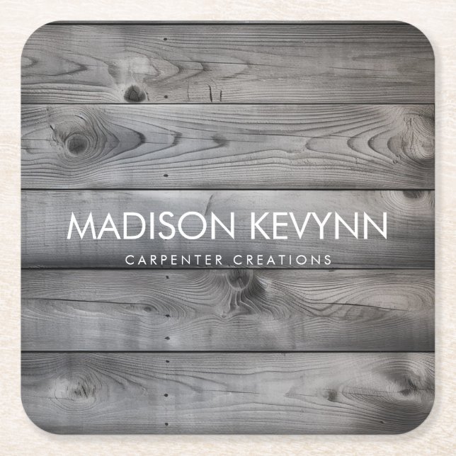 Snyggt Modern Wooden Carpentry Construction Busin Underlägg Papper Kvadrat (Framsidan)