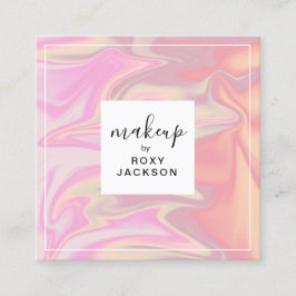 Snyggt - modernt elegant-chick - holografisk makeu fyrkantigt visitkort