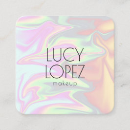 Snyggt - modernt elegant-chick - holografisk makeu fyrkantigt visitkort