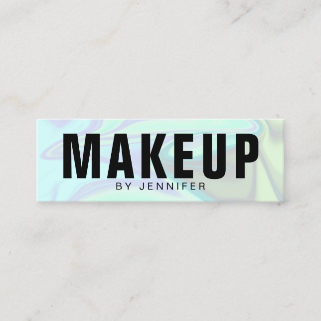 Snyggt - modernt elegant-chick - holografisk makeu mini visitkort (Framsida)