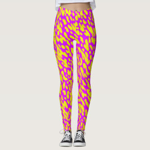 Snyggt modernt rosa och gult djurtrycksmönster leggings