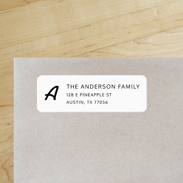 Snyggt monogram + Anpassad familjenamn Returadress Etikett ("Everyday is abundantly beautiful." 
Sincerely Best Wishes from Lucky Design World)