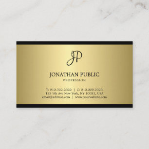 Snyggt Monogram Black and Guld Attractive Plain Visitkort